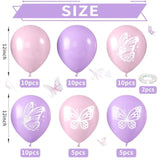 Maca Pink Purple Butterfly Printed Balloons - 52 Pcs 12 Inch, Perfect For Baby Shower, Girls' Birthday Parties, Or Wedding Decorations