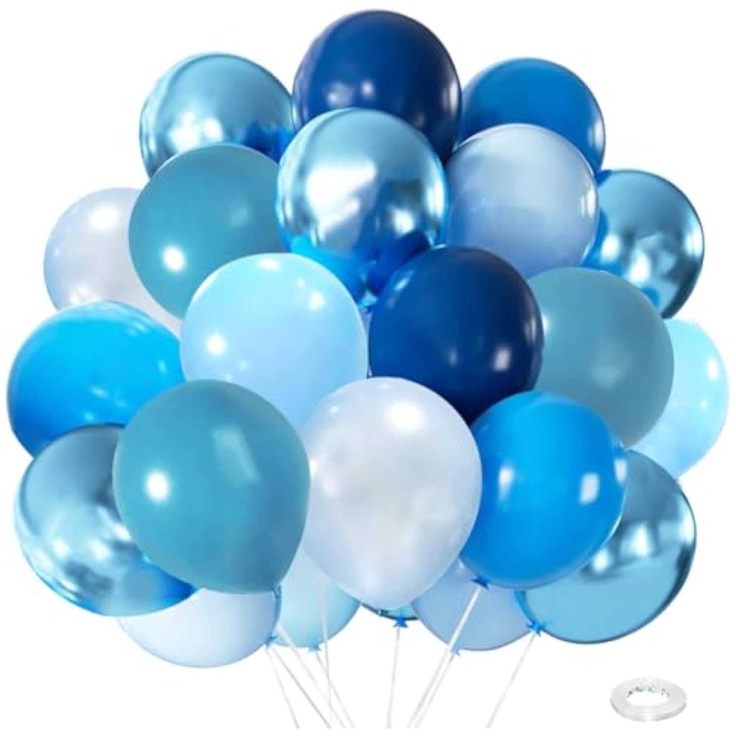 48-Pc Light & Navy Blue Balloon Set for Birthday & Baby Shower Décor