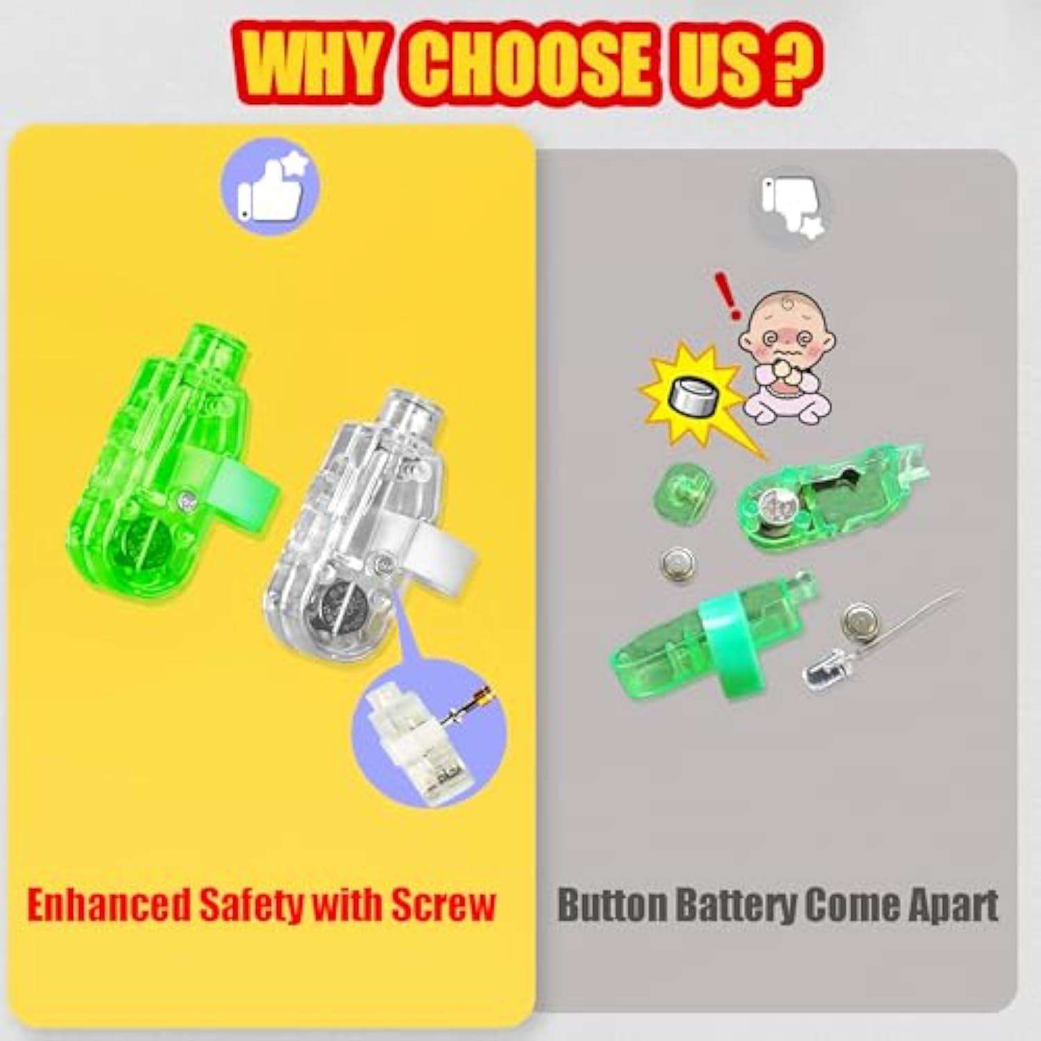 40Pcs Led Party Finger Lights For Kids With Screw-Secured, Led Finger Flashlight Light Up Finger Ring Toys For Party Favor, Halloween, Raves, Concert Shows