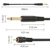 Rca To 1/4 Inch Audio Cable, Gold Plated 6.35Mm Ts Mono Male To Rca Male Patch