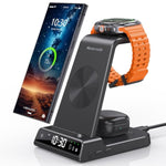Wireless Charger For Samsung Charging Station, 3 In 1 Android Phone Wireless Charger For Samsung Galaxy S25 Ultra/S24 Ultra/S23/Z Flip 6/Fold 6/Buds, Charger For Galaxy Watch Ultra/7/6/5/4/3 (Black)