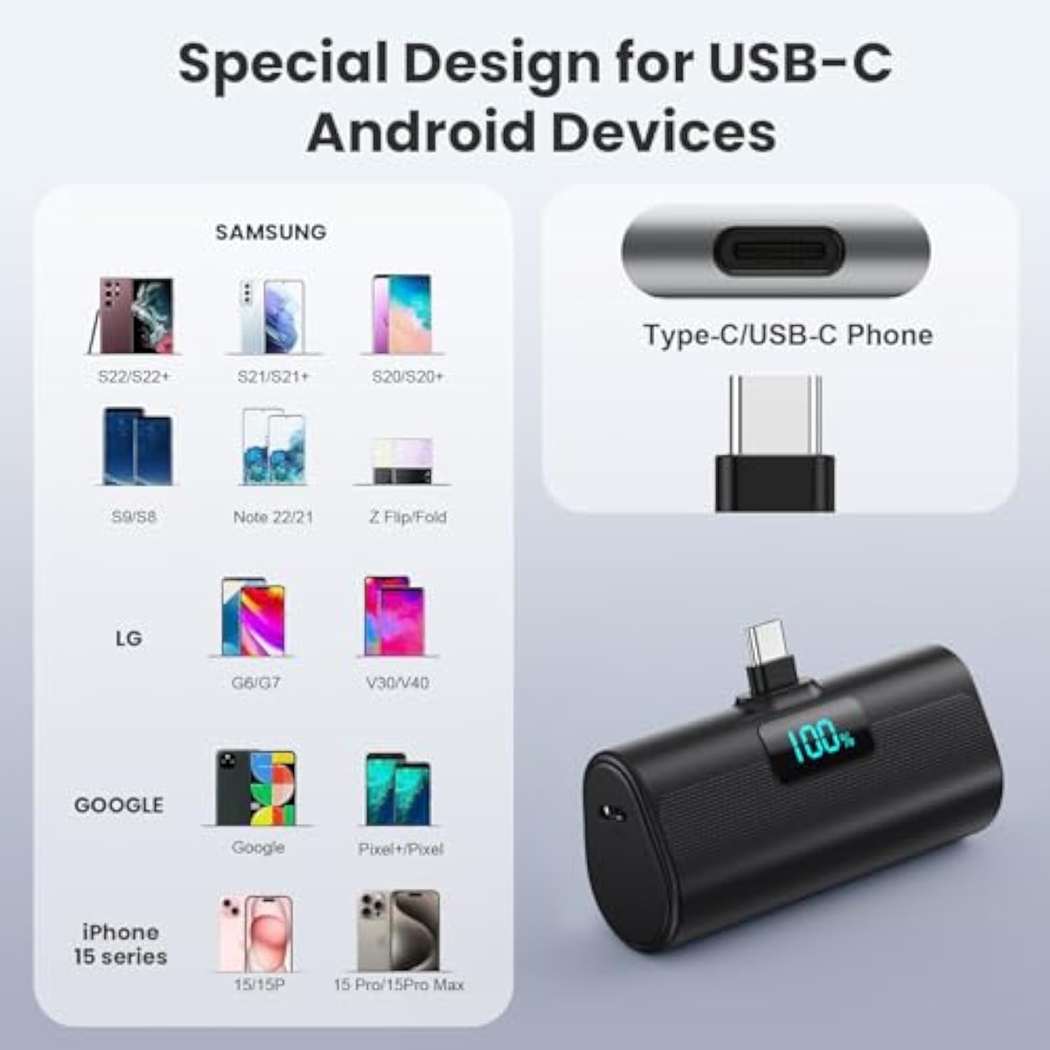 [2-Pack]Portable Charger For Iphone 16 Series,Upgraded 5200Mah Pd Usb C Power Bank Built-In Usb-C Connector, Battery Pack Compatible With Iphone 16/16 Plus/16 Pro/16 Pro Max/15 Series,Samsung,Android