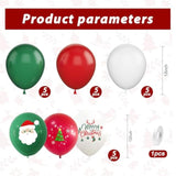 Christmas Balloons, 12 Inch Green Red White Merrychirstmas Printed Balloons Merry-Chirstmas Tree Santa For Chirstmas Party Decorations Celebration Party Balloons With Ribbon