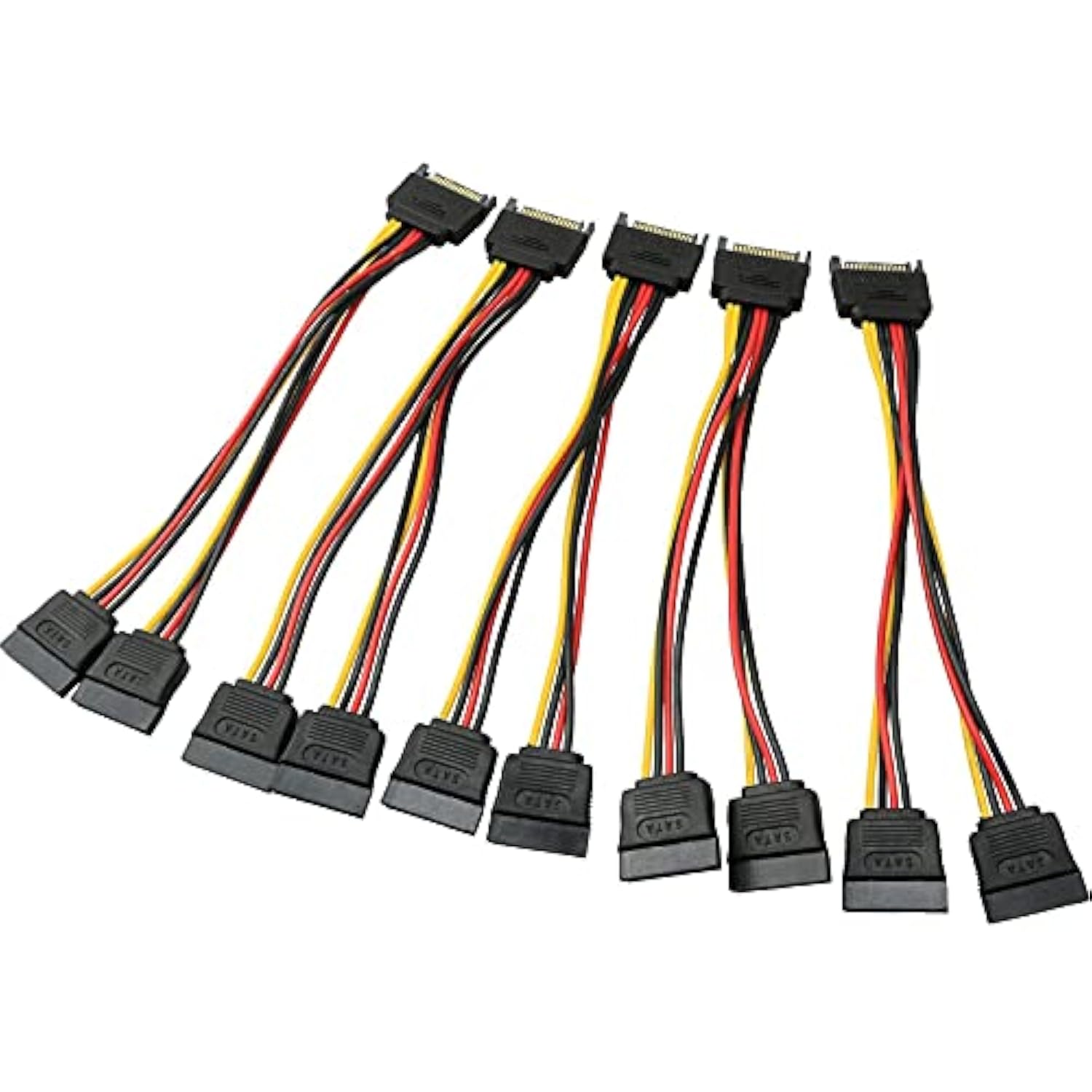 Sata Power Extension Cable 5Pcs 20Cm Sata Power 15-Pin Male To 2 X 15P Female