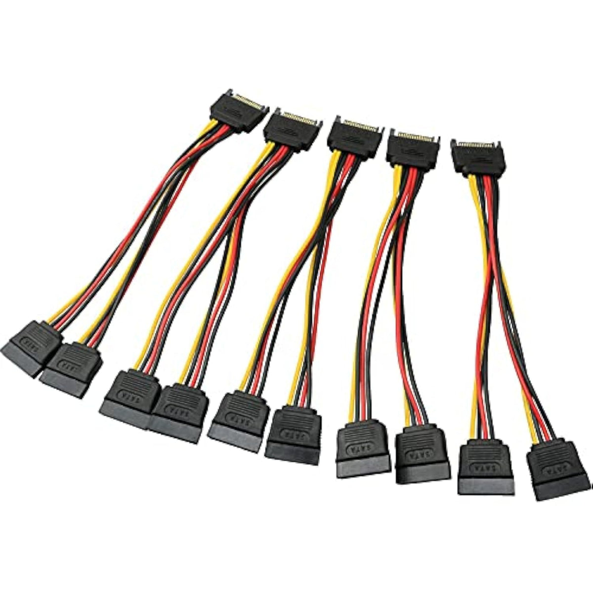 Sata Power Extension Cable 5Pcs 20Cm Sata Power 15-Pin Male To 2 X 15P Female