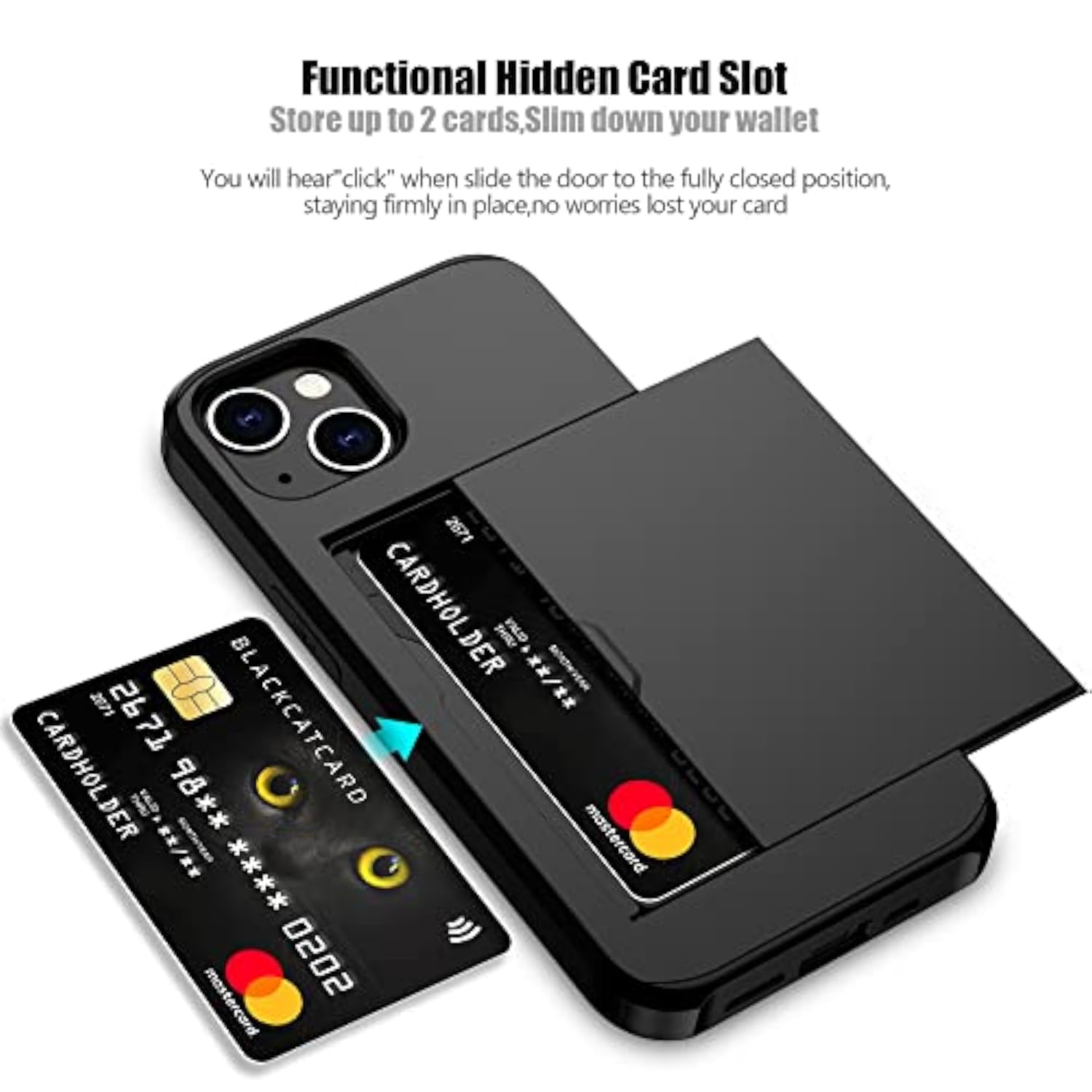 iPhone 15 Card Holder Case with Black Finish
