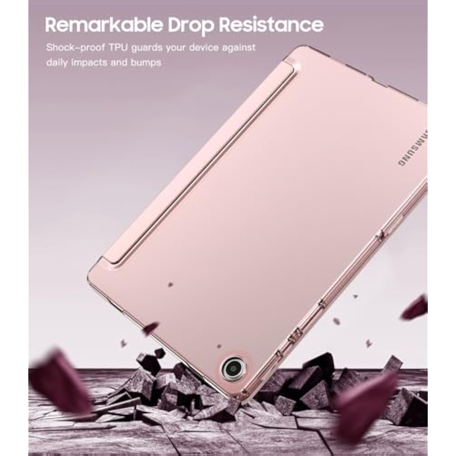 Case For Samsung Galaxy Tab A9+/A9 Plus 11" 2023, Slim Soft Tpu Translucent Frosted Back Protective Cover For Galaxy Tab A9+ Tablet Smx210/X216/X218, Auto Wake/Sleep, Rose Gold