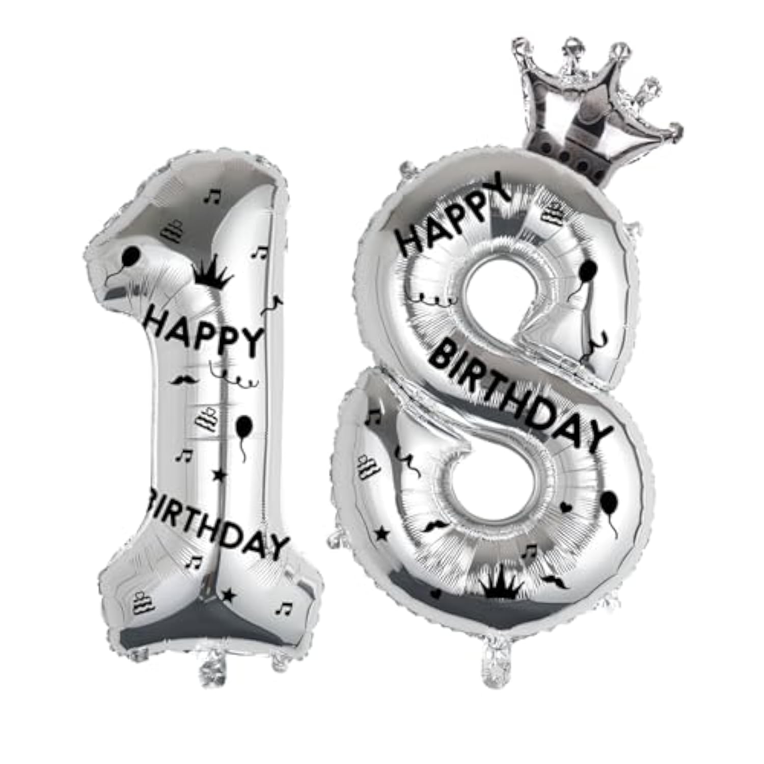 40Inch Silver Foil Number 18 Balloon Crown 18th Birthday Party Decor