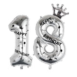 40Inch Silver Foil Number 18 Balloon Crown 18th Birthday Party Decor