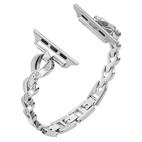 Bling Band Compatible with Apple Watch Bands 38mm 40mm 41mm 42mm 44mm 45mm 46mm 49mm Women Slim Dressy Bracelet Metal Strap for iWatch Series 11 10 9