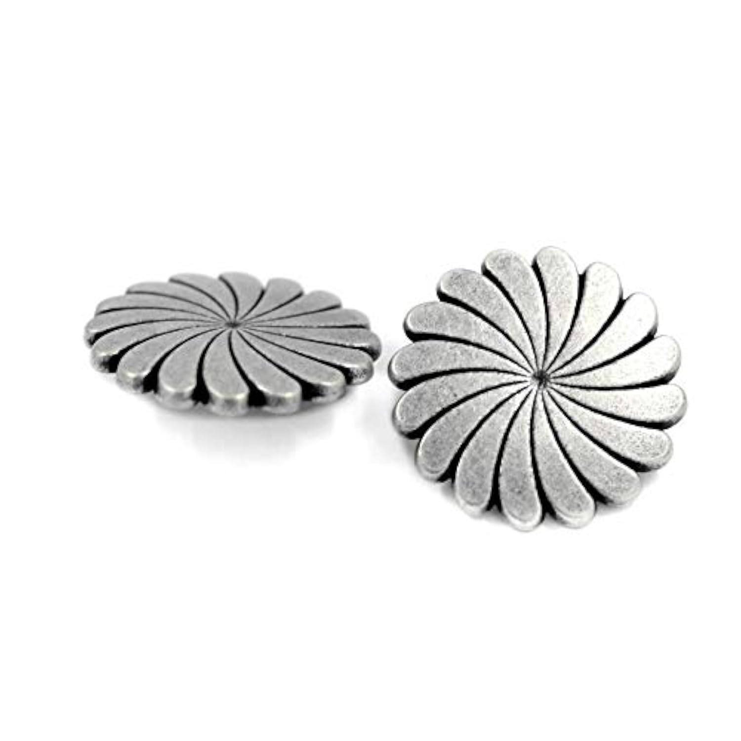 10 Pieces Rotating Flower Metal Shank Buttons. 25Mm (1 Inch) (Antique