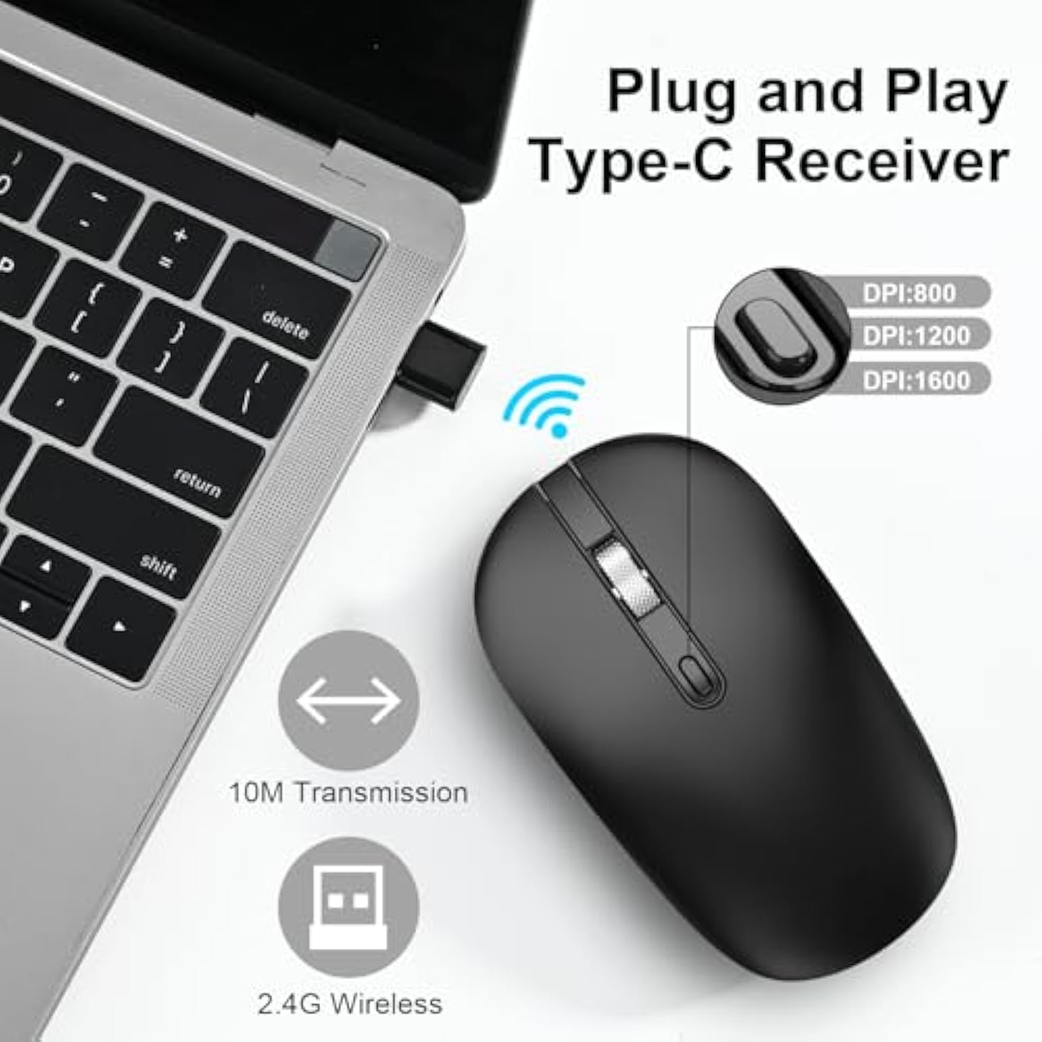 Wireless Mouse For Laptop, Slim Silent Mouse 2.4G Portable Computer Mice With