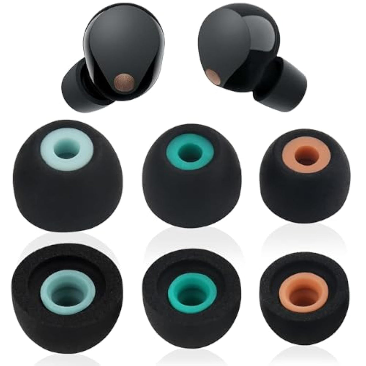 3 Pairs Wf-1000Xm5 Ear Tips Memory Foam Earbud Tips Compatible With Sony Wf-1000Xm4 Wf-1000Xm5 Earbuds Tips Soft Slow-Rebound Memory Foam Ear Tips Ear Replacement Tips (S/M/L, Black)