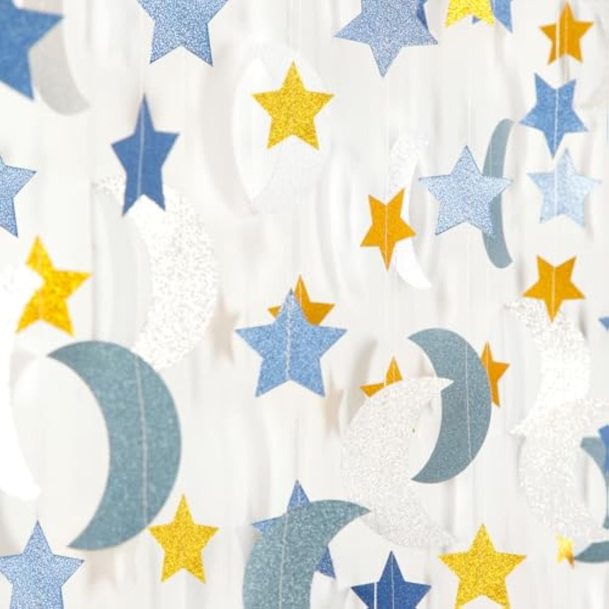 62Ft Blue Gold Silver Moon Star Garland Hanging Party Decorations