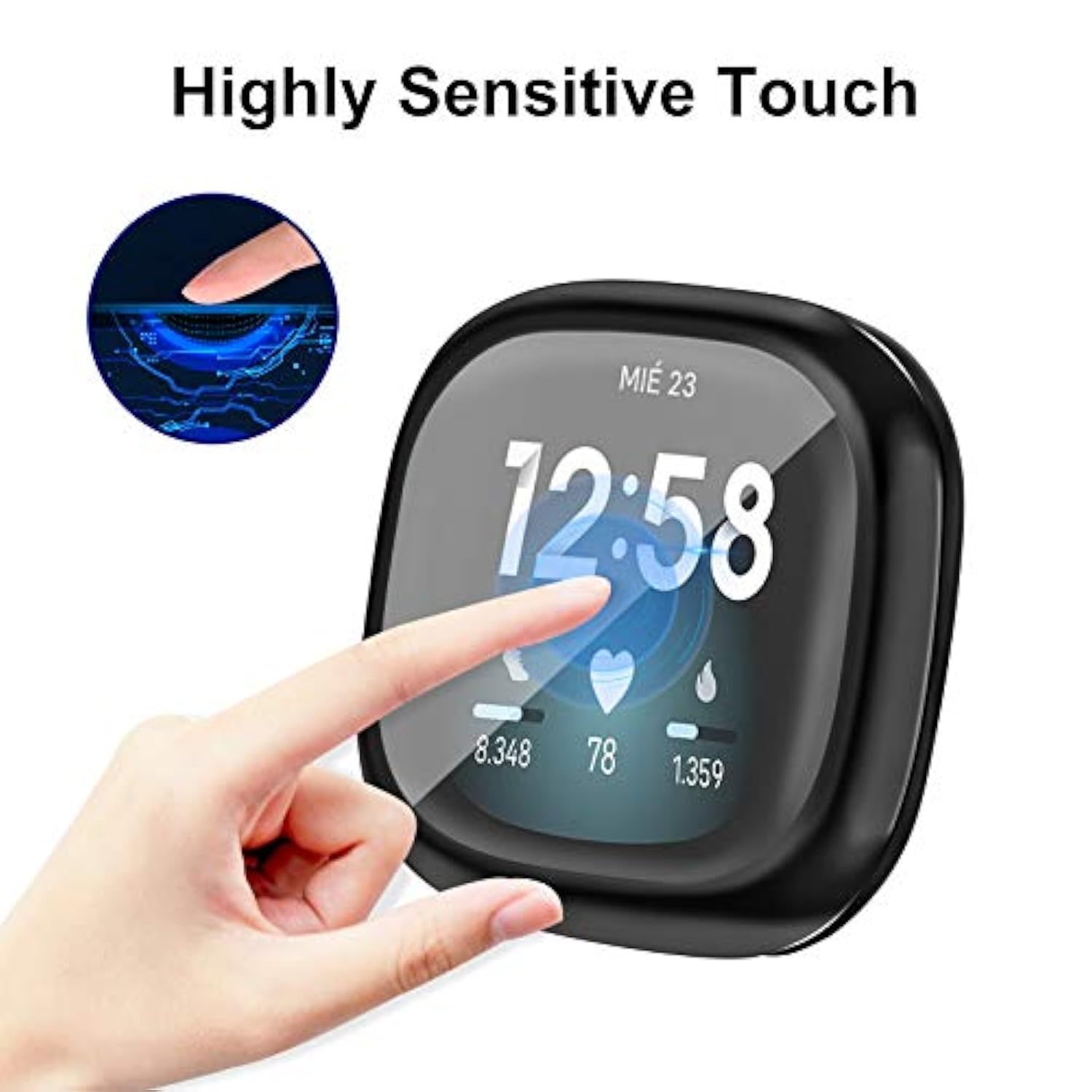 4 Pack Fitbit Sense 2 Versa 4 Screen Protector Case TPU Bumper