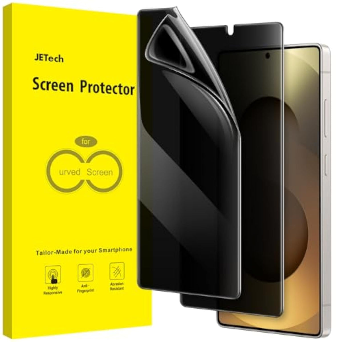 JETech Privacy Screen Protector for Samsung Galaxy S25 Ultra 5G, Anti-Spy Flexible TPU Film, Fingerprint Unlock Compatible, 2-Pack