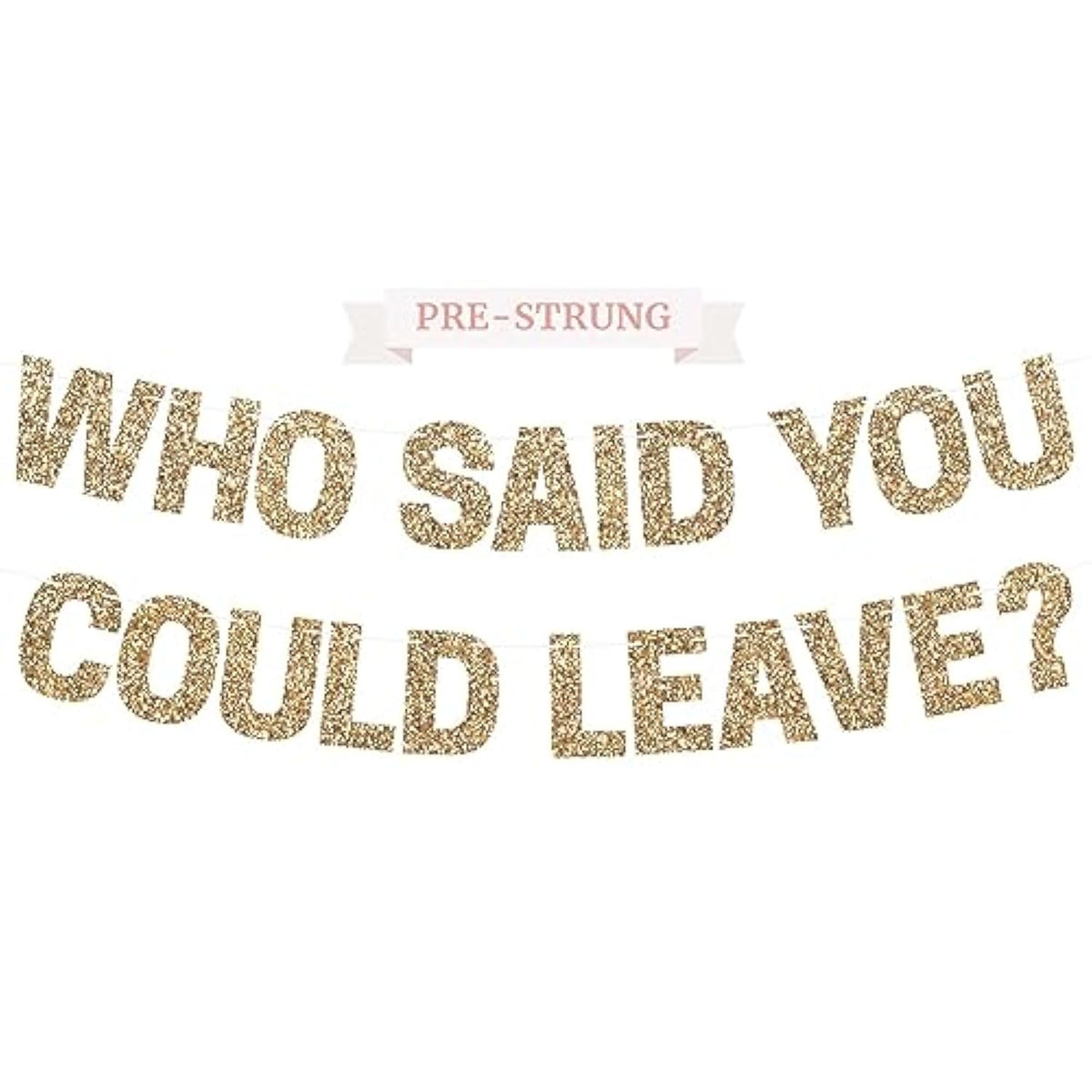 Pre-Strung Who Said You Could Leave Banner - No Diy - Gold Glitter Going Away, Retirement Banner - Pre-Strung On 8 Ft Strands - Farewell Graduation Party Decorations For Men & Women - No Diy