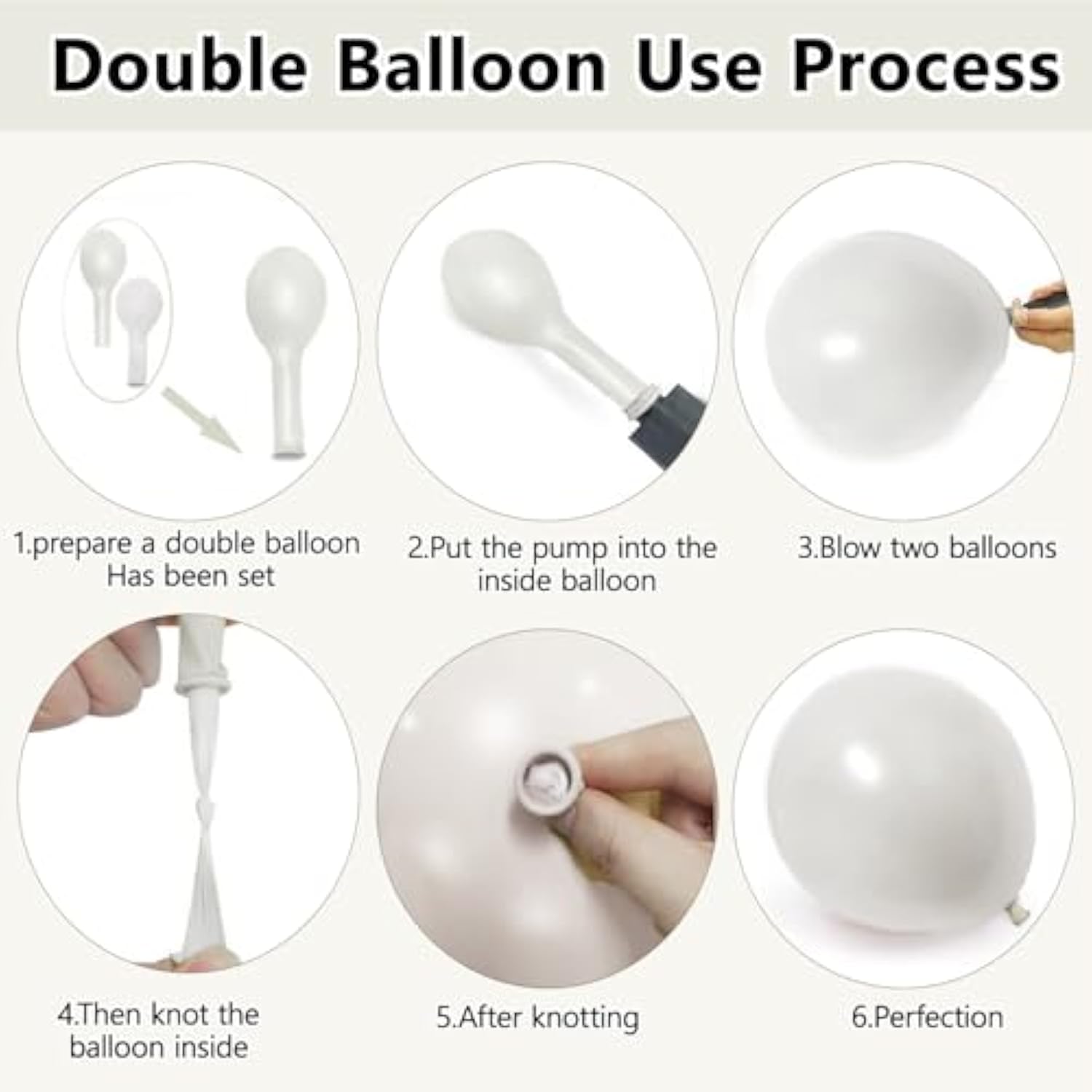 Pearl White Balloon Arch Kit Double-Stuffed Ivory & White Mixed Sizes