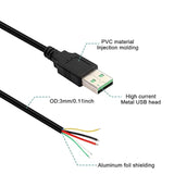 Usb 2.0 Male 5 Pin To Bare Wire Pigtail Open End Cables 5 Cores Usb A 5V 5A Power Charge 480 Mbps Quick Charge Data Transmission Wires Diy Connector Replacement Cord 20Awg -1M/3.2Ft 2Pcs