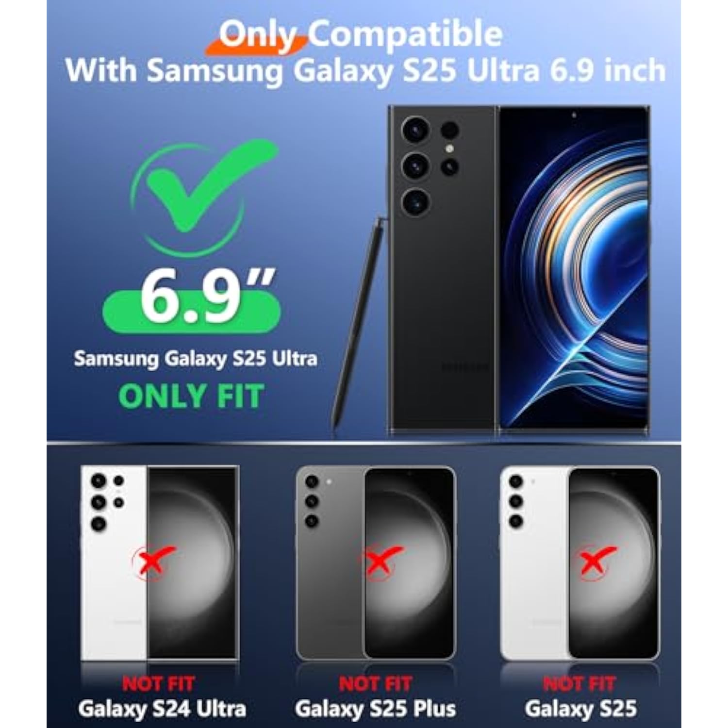 Designed For Samsung Galaxy S25 Ultra Case,[Built In Hidden Kickstand][Military Grade Drop Protection] [Never Yellowing] Slim Thin Phone Case For Galaxy S25 Ultra Case 6.9"- Crystal Clear