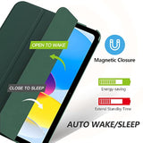 Moko For (A16) 11Th Generation Case 11 Inch 2025, 10Th Generation Case 10.9 Inch 2022,Slim Stand Hard Pc Translucent Back Shell Smart Cover,Support Touch Id,Auto Wake/Sleep,Midnight Green