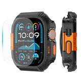 Rugged Waterproof Case for  Watch Ultra 3/2/1 49mm with Screen Protector,Metal & PC Bumper+9H Tempered Glass,Stylish Shockproof Men Cover for