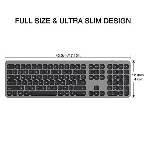 2.4Ghz Wireless Keyboard With Number Pad Full Size Design For Laptop Desktop Pc Tablet, Windows Ios Android - Grey