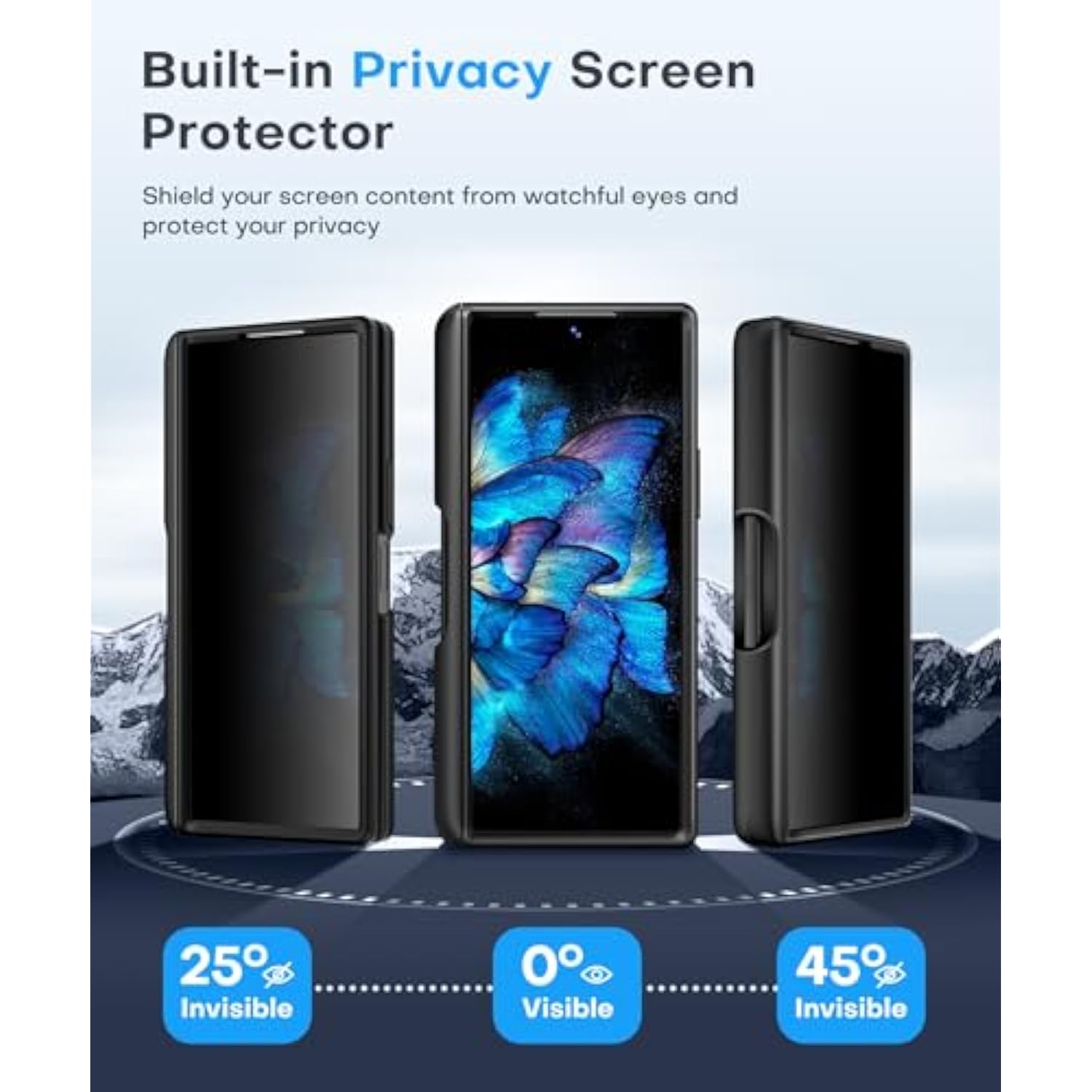 For Z Fold 6 Case With Privacy Screen Protector, [Compatible With Magsafe][Anti Spy] Built-In S Pen Holder & Kickstand, Full-Body Shockproof Phone Case For Samsung Galaxy Z Fold 6, Black