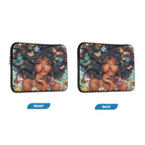 Black Woman Large Afro Colorful Butterflies Flowers Laptop Sleeve Bag Waterproof Protective Notebook Case, 13-13.3, 14 Inch