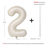 40" Cream White Number 2 Balloon – Helium Foil Mylar for Birthday & Party Decorations