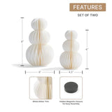 Honeycomb Paper Snowman Winter Decor, 2 Pack White, 6 & 8 in