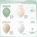 146pcs Neutral Balloon Arch Kit with Sage Green & White Balloons for Parties