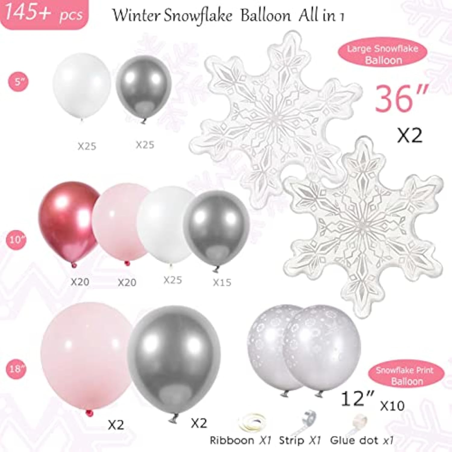 Pink Winter Wonderland Balloon Garland Arch Kit Pink Chrome Silver Red White With Snowflake Balloons For Onederland Girl Princess Birthday Party Baby Its Cold Outside Baby Shower Christmas Decorations