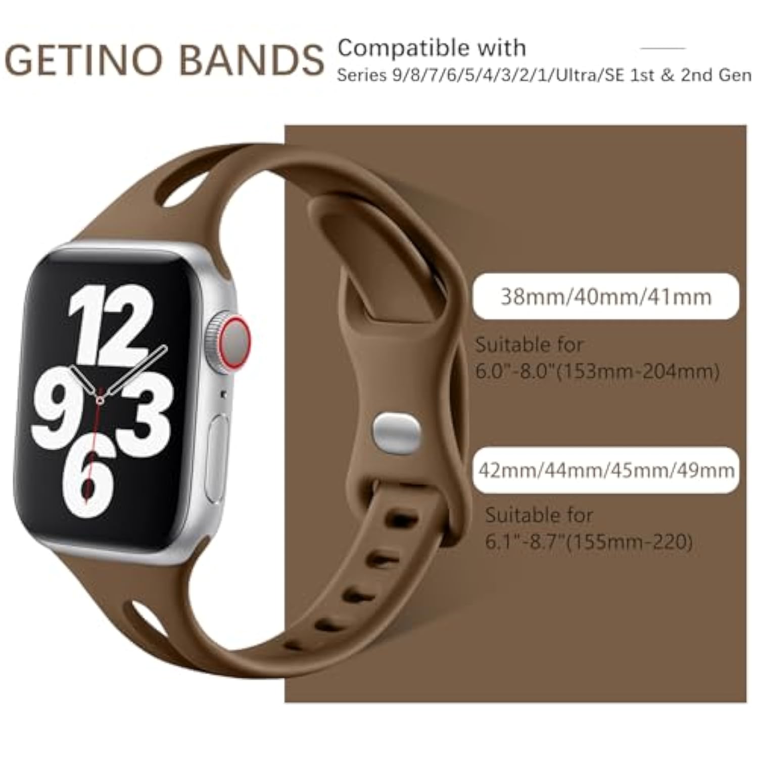 Compatible With Apple Watch Band 40Mm 38Mm 41Mm 42Mm Iwatch Series 10 9 8 7 6 5 4 3 2 1 Se For Women Men, Durable Soft Silicone Thin Slim Sport Watch Bands, Black/Dark Brown/Starlight/Milk Tea