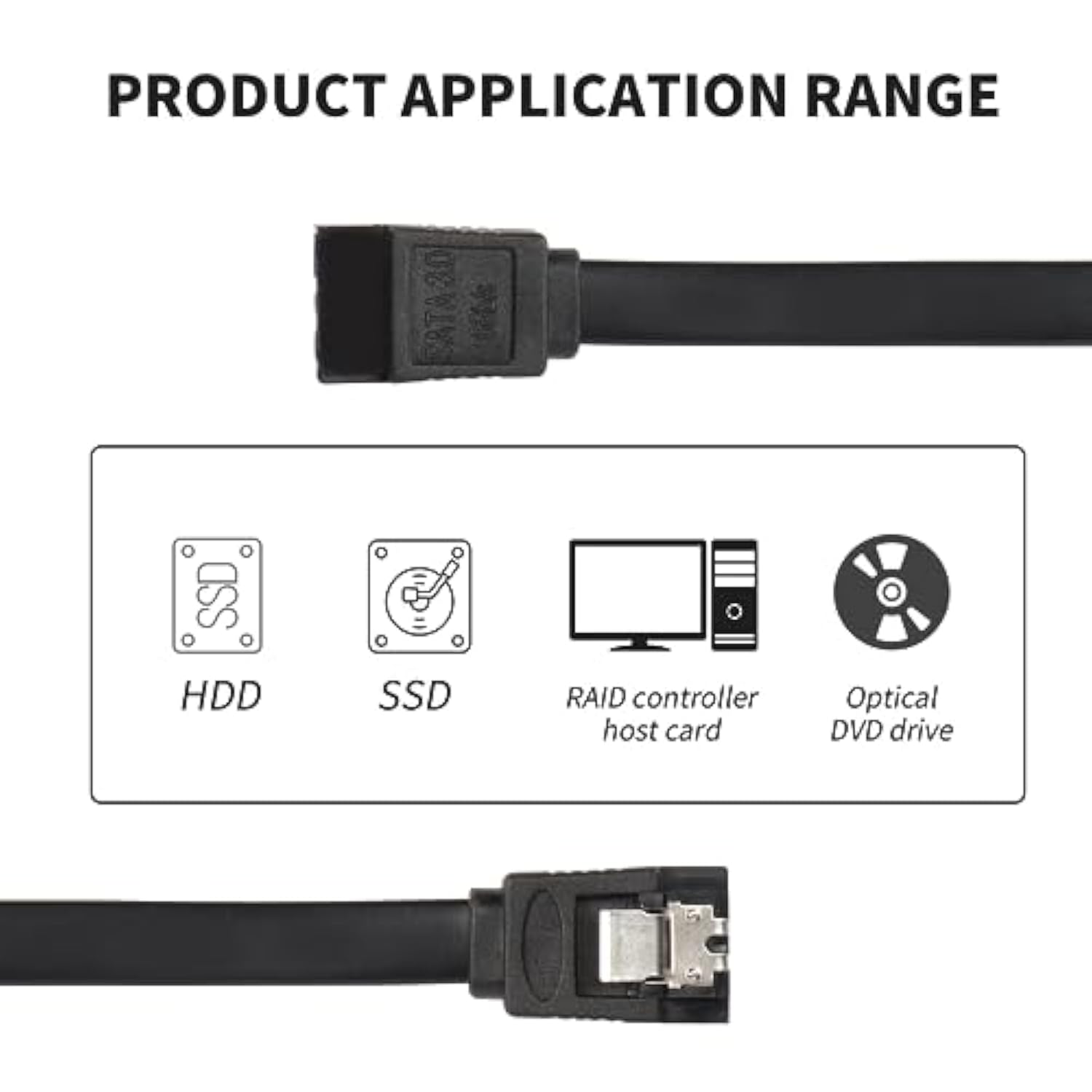 Sata Iii Cable, 39.37 Inch Flat Angle Hard Drive Sata Data Cable With Locking