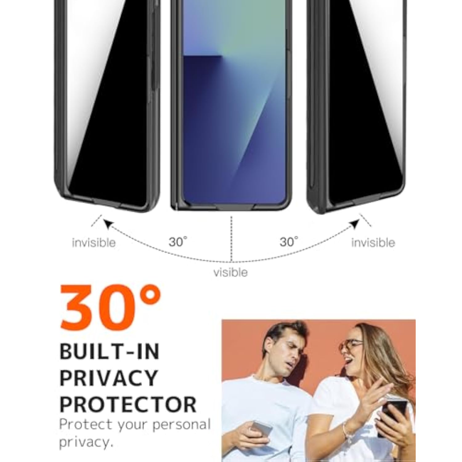 Samsung Galaxy Z Fold 7 Case with S Pen Holder & Stylus & Invisible Kickstand, Magnetic Privacy Screen Protector Hinge Phone Cover for Samsung Z Fold 7 Case with Slim S Pen Holder - Black