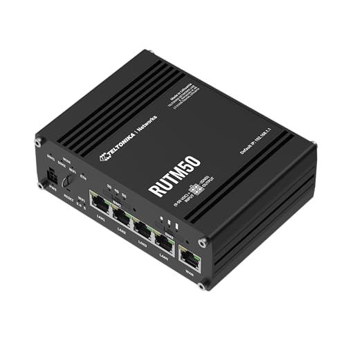 Teltonika Rutm50 5G Industrial Router Dual Sim Failover, Wifi 5, Gigabit Ethernet, Vpn & Rms Support (Rutm50000000)