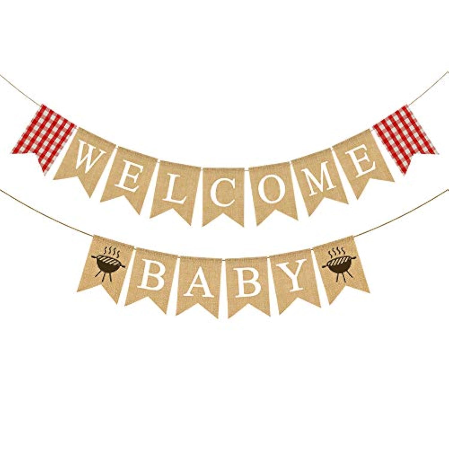 Jute Burlap Welcome Baby Banner With Grill Bbq Theme Baby Shower Party Garland Decoration
