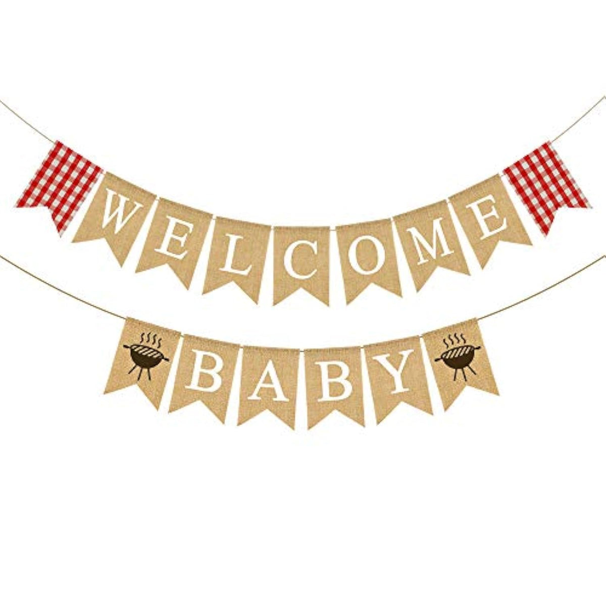 Jute Burlap Welcome Baby Banner With Grill Bbq Theme Baby Shower Party Garland Decoration