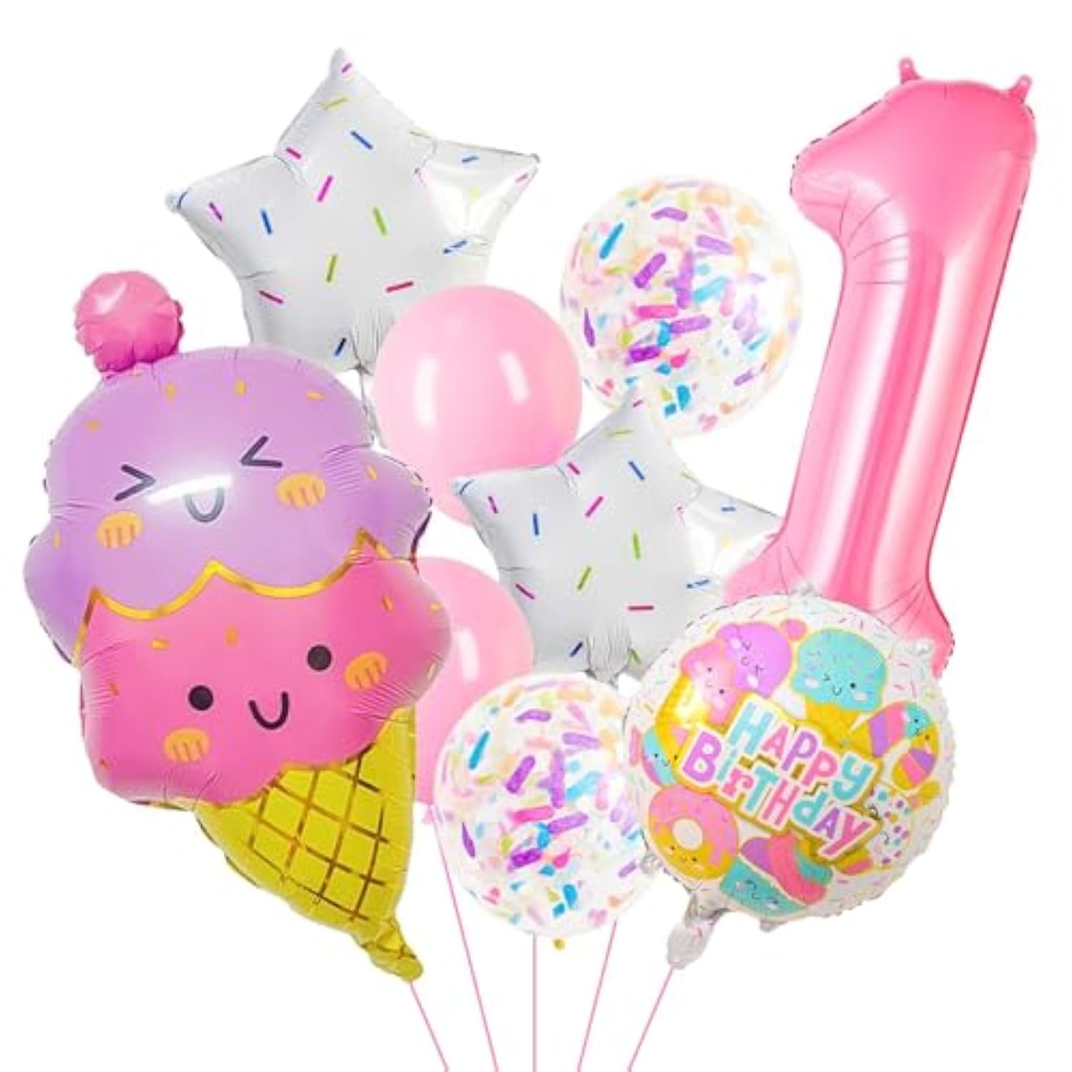 Pink Ice Cream Balloons – Sweet One First Birthday Party Decorations