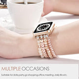 Beaded Bracelet Compatible With Apple Watch Band 38Mm/40Mm/41Mm/42Mm?Series 10? 9/8/7/Se/6/5/4/3/2/1 Women Fashion Handmade Elastic Stretch Strap For Iwatch Bands Replacement Rose Gold