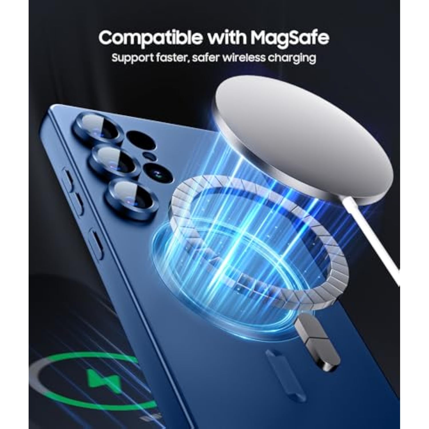 Matte For Samsung Galaxy S25 Ultra Case, Compatible With Magsafe, Slim Thin Magnetic Cover With Built-In Camera Lens Protector (Removable) Shockproof Phone Shell, Blue