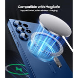 Matte For Samsung Galaxy S25 Ultra Case, Compatible With Magsafe, Slim Thin Magnetic Cover With Built-In Camera Lens Protector (Removable) Shockproof Phone Shell, Blue