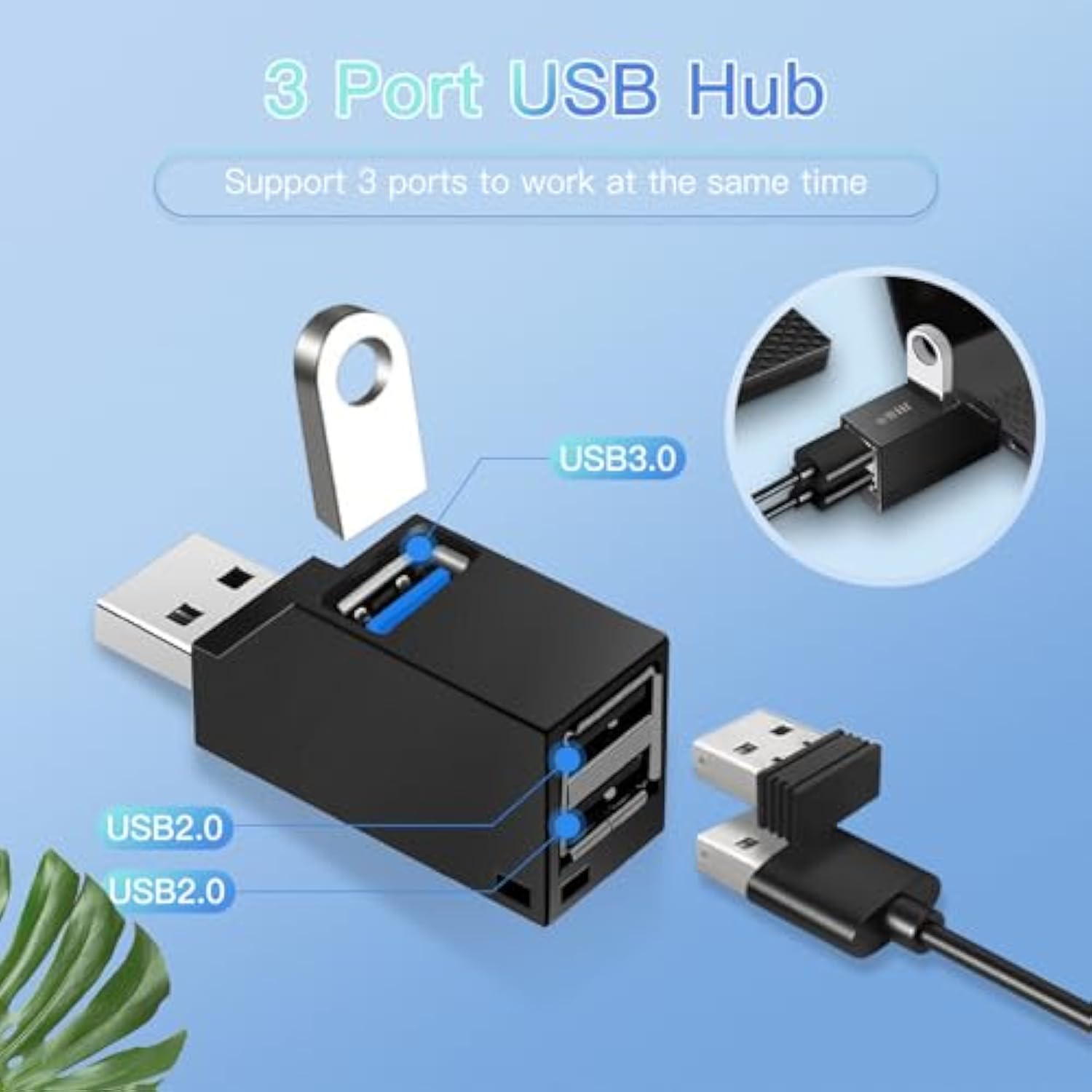 Usb Hub,3 Port Usb Splitter ,Usb 3.0 High Speed Splitter For Surface Pro,Xps,N