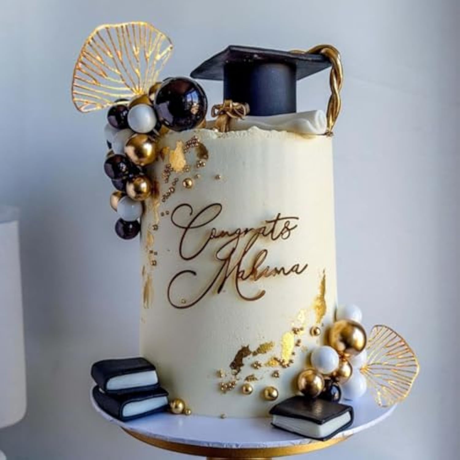 24 Pcs Graduation Cap Cake Toppers Class of 2025 with Diploma Flowers