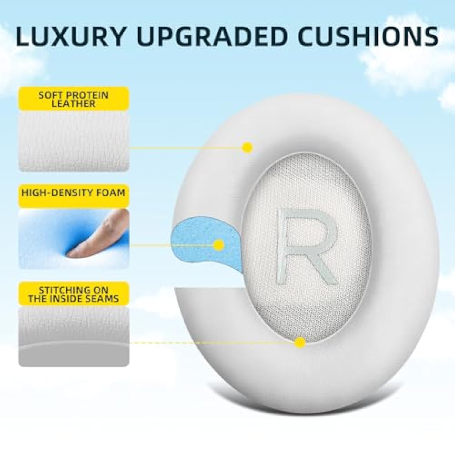 Replacement Ear Cushions For Bose 700 (Nc700) Wireless Headphones With Softer Protein Leather And High-Density Noise-Canceling Foam Ear Cushions (White)