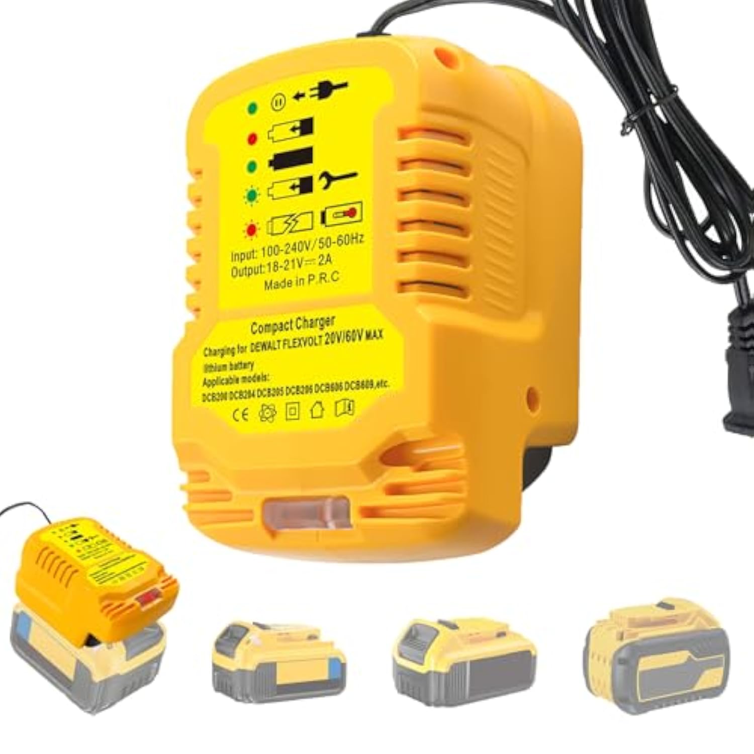 20V Battery Charger Repalcement For Dewalt 20V Lithium Battery Charger Compatible With Dewalt 18V/20V Max Dcb201 Dcb204 Dcb207 Dcb206 Dcb203 Dcb200 Power Tool Battery Charger(Not For 12V)