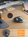 Mam1 Pro Ergonomic Wireless Trackball Mouse, Adjustable 0°/18° Angle, Thumb Control, Quiet Clicks, 3 Multi-Device Bluetooth & Usb Receiver, Rechargeable Mouse For Office, Windows Mac