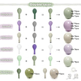 Dusty Green Purple Balloon Arch Garland Double Stuffed Pastel Light Lavender Oilve White Sand Balloon Kit For Neutral Baby Shower Birthday Wedding Summer Party Decoration