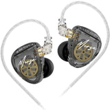 Kz Merga In Ear Monitor Wired,Dual Dynamic Driver In-Ear Headphones, Kz Deep Bass Earphones, Hifi Stereo Earbuds For Musician (Black & Silver-Plated Cable, Without Mic)